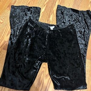 Black Crushed Velvet Flared Pants